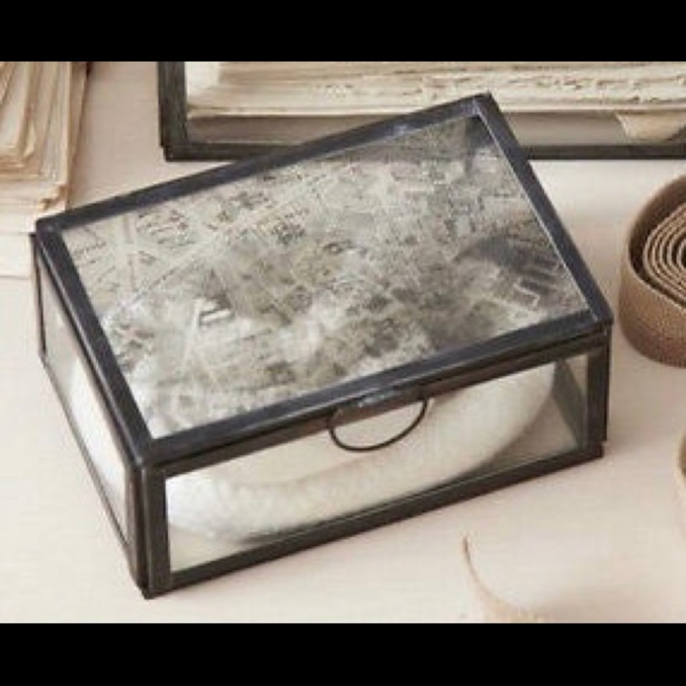 Paris Map Glass Jewelry Box NWT